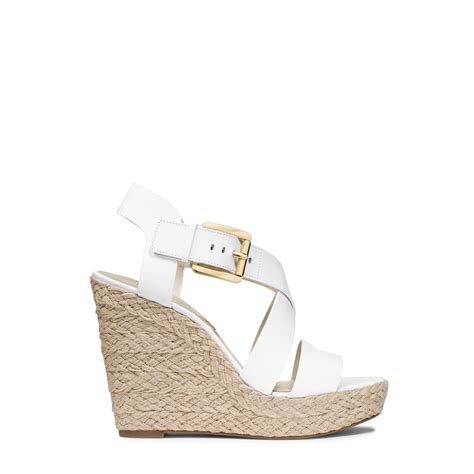 michael kors giovanna leather espadrille wedge sandal white|Michael michael kors giovanna wedge + FREE SHIPPING.